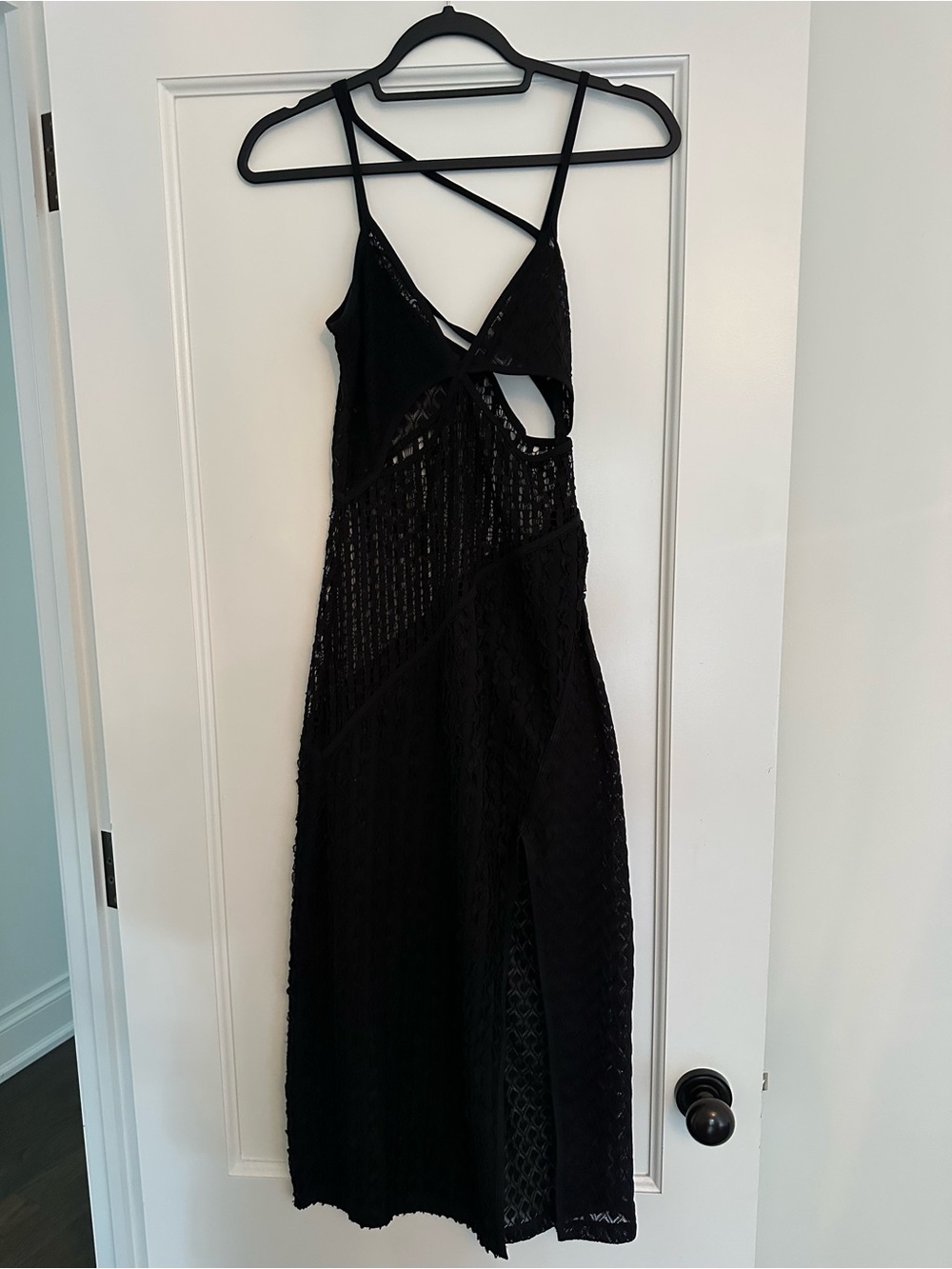 For Love And Lemons Black Strappy Cutout Lace Maxi Dress size small